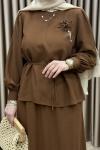 Manolya Etek Takım Kahverengi