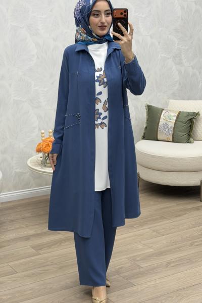 Pera 3 lü Takım İndigo