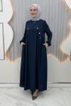 3 Düğme Elbise Lacivert