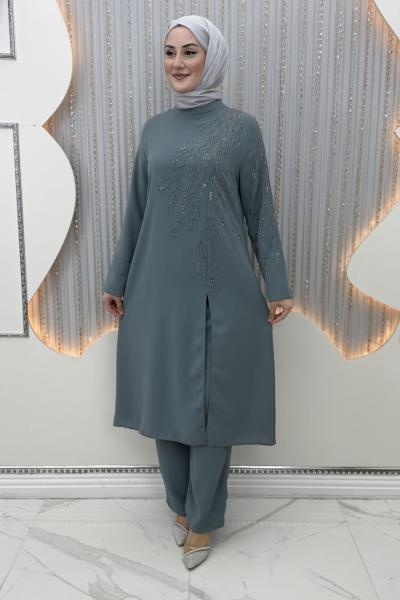 Ahsen Pantolonlu Takım Gri