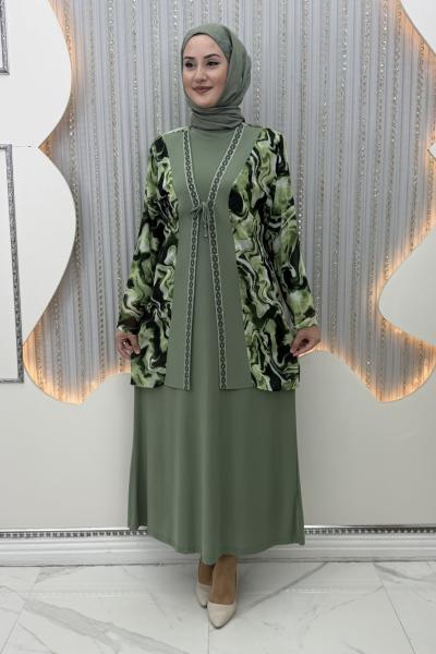 Asude Elbiseli Hırka Mint Yeşili
