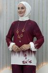 Ballı Pantolonlu Takım Bordo