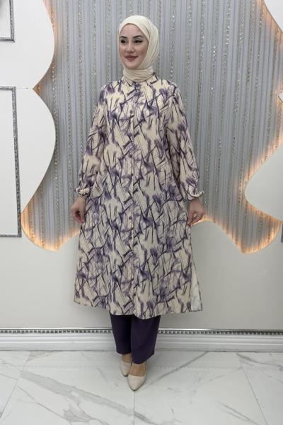 Belkıs Pantolonlu Takım Mor