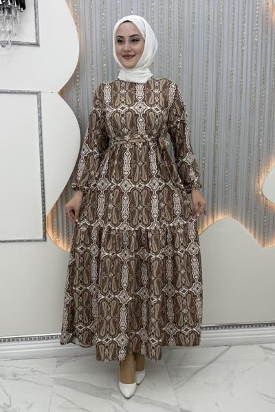 Billur elbise Kahverengi