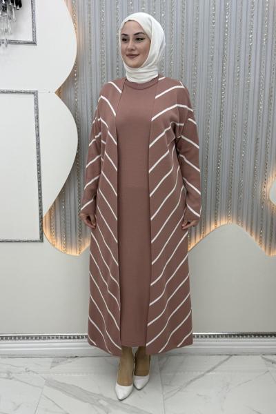 Bukle Elbiseli Hırka Gül