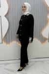 Büklüm Pantolonlu Takım Siyah