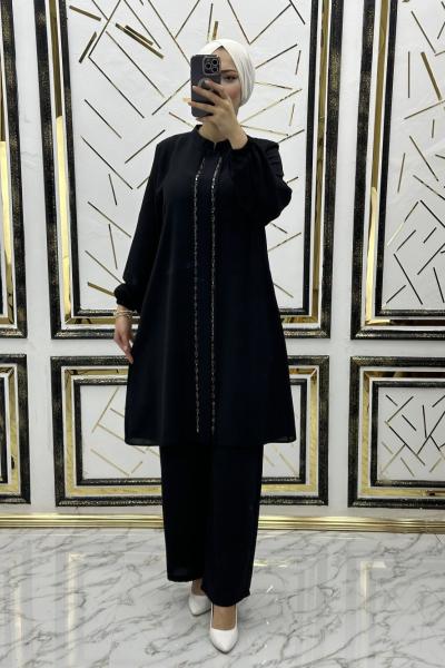 Çift taraf taşlı takım Siyah