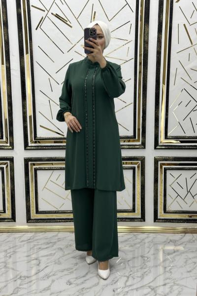 Çift taraf taşlı takım Zümrüt