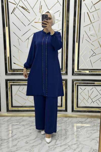 Çift taraf taşlı takım Lacivert