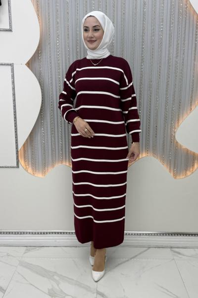 Çisil Triko Elbise Bordo