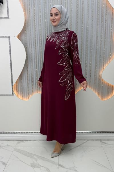 Denizyıldızı abiye elbise Bordo