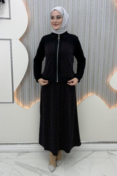 Deste Elbiseli Hırka Mor