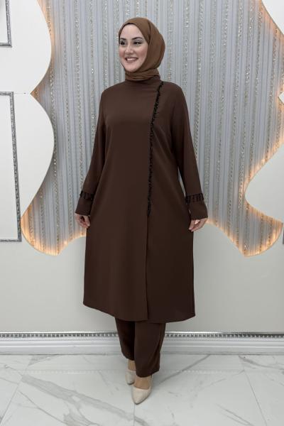 Efila Pantolonlu Takım Kahverengi