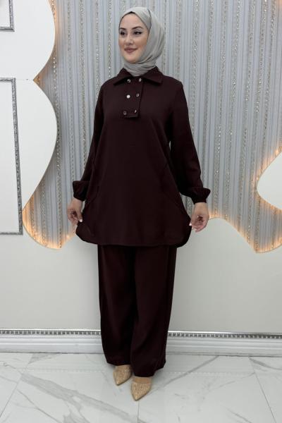 Elanur Pantolonlu Takım Mürdüm