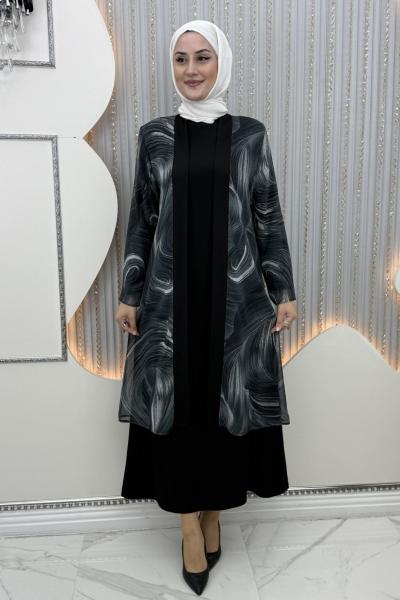 Galaksi elbiseli hırka Siyah