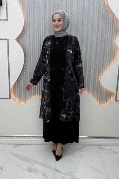 Galaksi Elbiseli Hırka Siyah