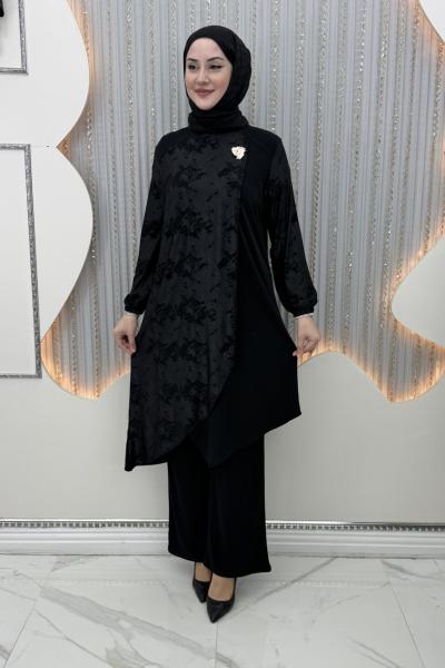 Gülümser Pantolonlu Takım Siyah