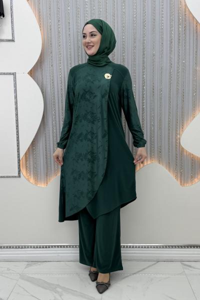 Gülümser Pantolonlu Takım  Zümrüt