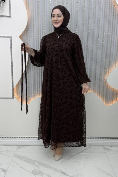 Güpür Elbise Kahverengi