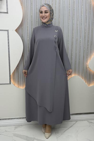 Halka elbise Gri