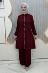 Hazan Pantolonlu Takım Bordo