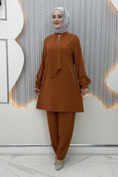 Hoşneva Pantolonlu Takım  Kiremit