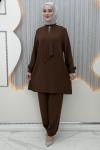 Hoşneva Pantolonlu Takım  Kahverengi