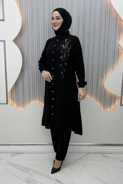 İkra Pantolonlu Takım Siyah