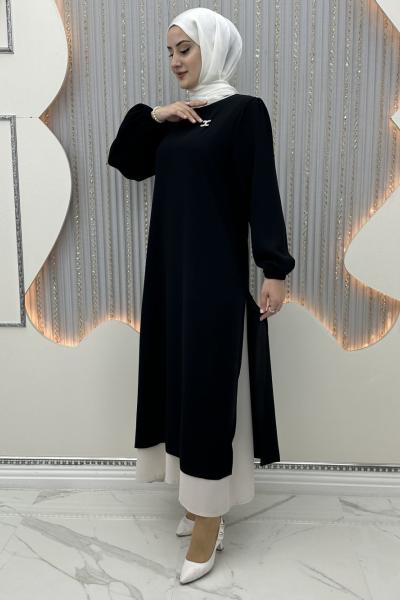 Katarina çift katlı elbise Siyah