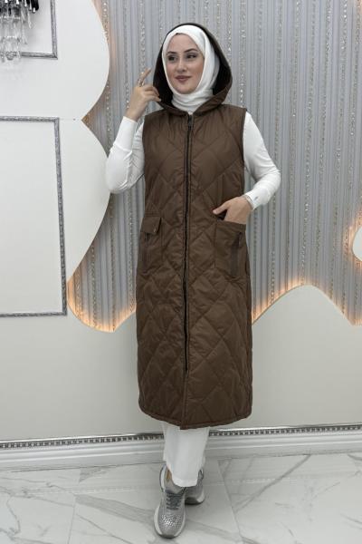 Kışla Şişme Yelek Kahverengi