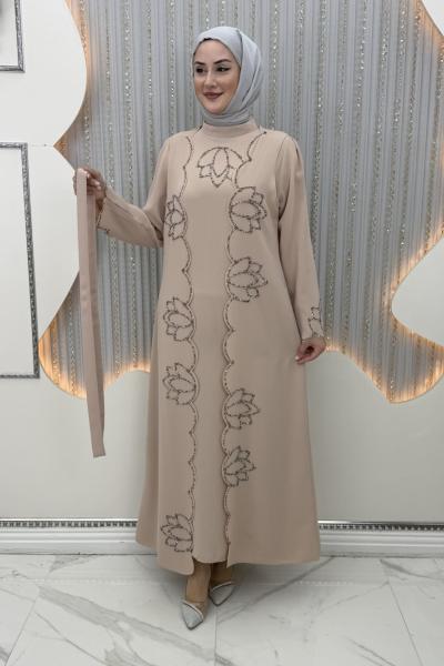 Kıymet Yelekli Elbise  Krem