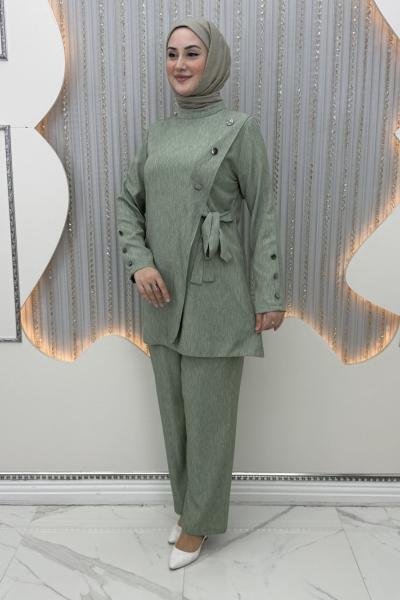 Kübra Pantolonlu Takım Mint Yeşili