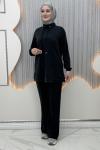 Liya Pantolonlu Takım Siyah
