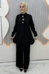 Menekşe Pantolonlu Takım Siyah