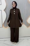 Menekşe Pantolonlu Takım Kahverengi