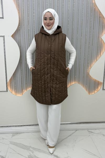 Meriç Kapitone Yelek Kahverengi