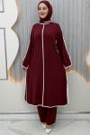 Meryemce Pantolonlu Takım Bordo