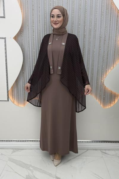 Monika Elbiseli Hırka Sütlü Kahve