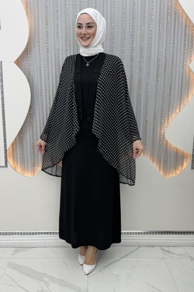 Monika Elbiseli Hırka Siyah Beyaz