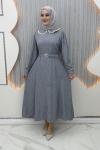 Mualla Elbise Gri