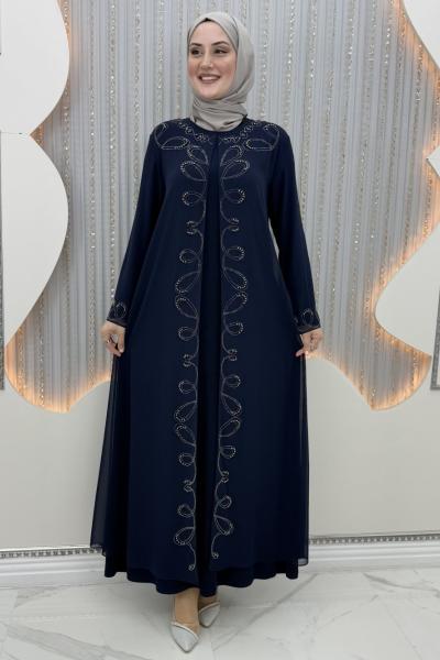 Mücevher elbiseli hırka Lacivert
