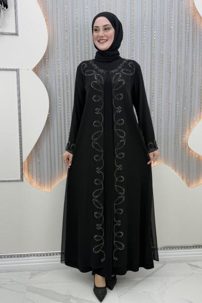 Mücevher elbiseli hırka Siyah