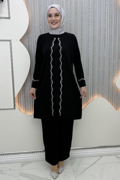 Muhteşem pantolonlu takım Siyah