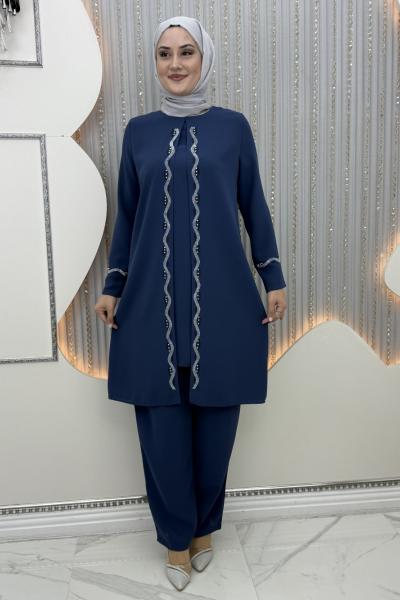 Muhteşem pantolonlu takım Mavi