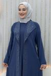 Nefsun Elbiseli Hırka  Mavi