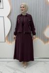Nursena Elbiseli Hırka Bordo