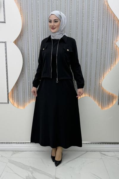 Nursena Elbiseli Hırka Siyah