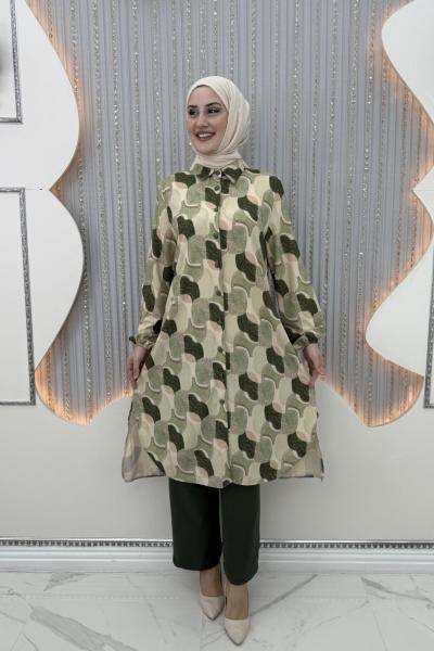 Oval pantolonlu takım Haki