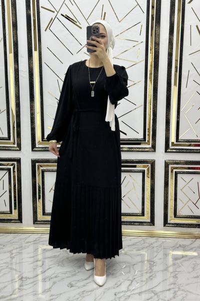 Piliseli düşsel elbise  Siyah