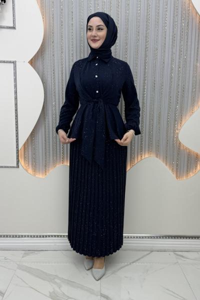 Pırıltı Etekli Takım  Lacivert